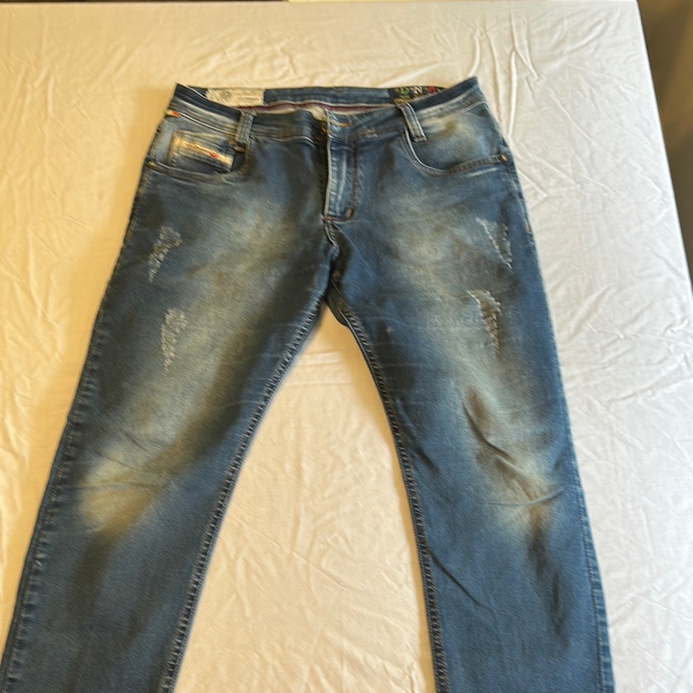 Diesel Men's Relaxed Faded Blue Jeans